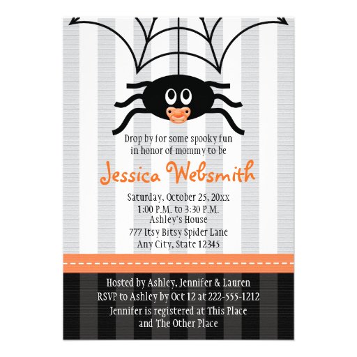 Spider Halloween Baby Shower Invitations (front side)
