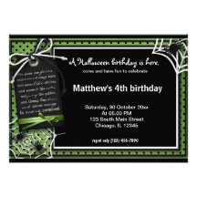 Spider Halloween Birthday Custom Invitation