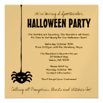 Spider Halloween Party Invitation - Square invitations