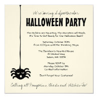 Spider Halloween Party Invite on Cream - Square