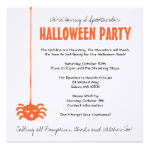 Spider Halloween Party Invite with Orange on Linen invitations