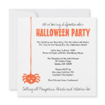 Spider Halloween Party Invite with Orange on Linen invitations