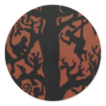 Spider monkey tree round stickers