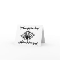 Spider on barbwire web blank note card