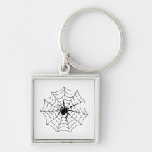 Spider Spidernet Insects Arachnida Black Art Keychain