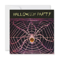 SPIDER & WEB ORANGE AGATE BLACK HALLOWEEN PARTY CUSTOM ANNOUNCEMENTS