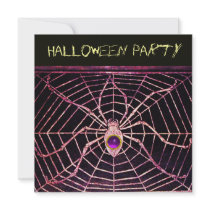 SPIDER & WEB PURPLE AMETHYST BLACK HALLOWEEN PARTY PERSONALIZED INVITE