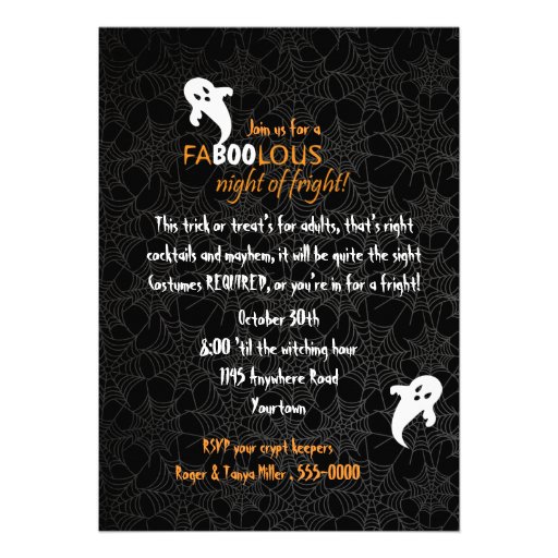 Spiderweb and Ghosts Halloween Party Custom Invite