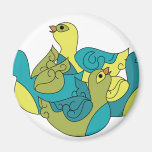 Spiffy Four Birds Refrigerator Magnets