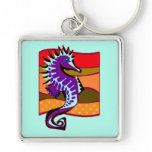 Spiked Purple Seahorse Key Chains