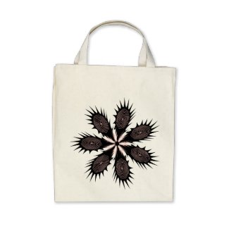Spikey Fingerprint Flower in Black & Pink on Bag