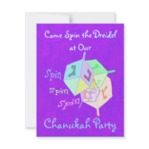 Spin Spin Dreidel Chanukah Party Invitations