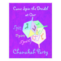 Spin Spin Dreidel Chanukah Party Invitations invitations