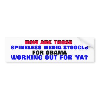SPINELESS MEDIA STOOGES FOR OBAMA .. WORKING OUT? bumpersticker