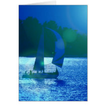 Spinnaker Racing Sailboat  Greeting Card cards