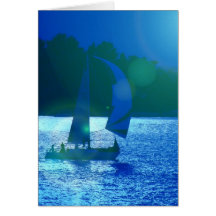 Spinnaker Racing Sailboat  Greeting Card
