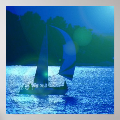 Spinnaker Racing Sailboat Poster | Zazzle