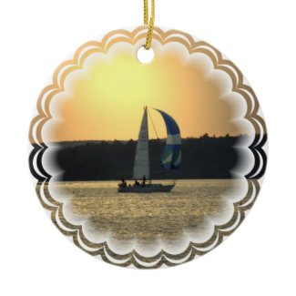 Spinnaker Sailboat Sunset Ornament ornament