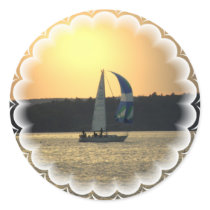 Spinnaker Sailboat Sunset Stickers stickers