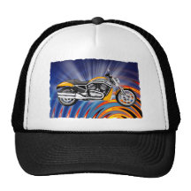 Spinning Circles with Gold Motorcycle Trucker Hats