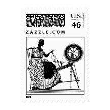 Spinning Wheel Silhouette Design Postage Stamp