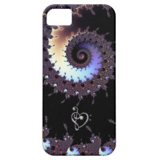 Spiral Fractal with Music Clef Heart iPhone Case iPhone 5 Case