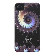 Spiral Fractal with Music Clef Heart iPhone Case iPhone 4 Case
