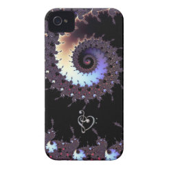 Spiral Fractal with Music Clef Heart iPhone Case iPhone 4 Case