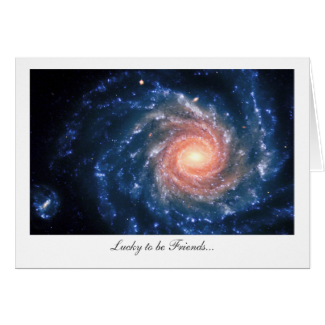 Spiral galaxy NGC 1232 - Lucky to be Friends Greeting Card