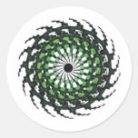 SPIRAL GREEN ROUND STICKERS