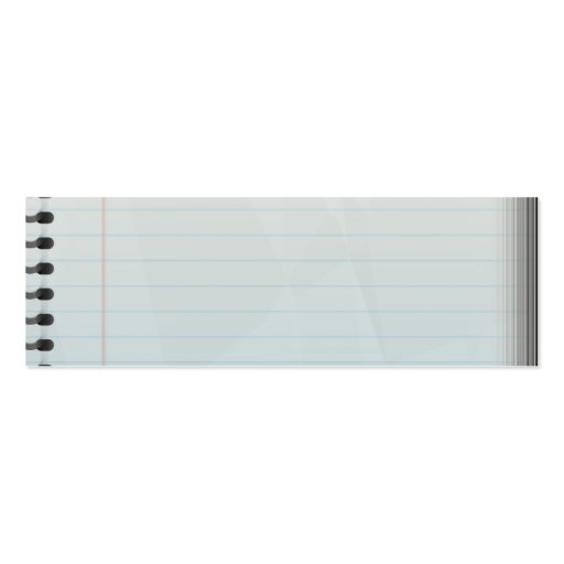 Spiral Notebook Lined Paper Business Card Templates (back side)