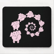 Spiral of Pink Elephants. Cartoon. Mouse Pads