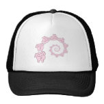 Spiral of Pink Elephants. Fun Cartoon. Mesh Hats