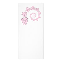 Spiral of Pink Elephants. Fun Cartoon. Customized Rack Card
