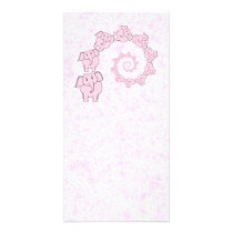 Spiral of Pink Elephants. Pink Background. Personalized Photo Card