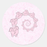 Spiral of Pink Elephants. Pink Background. Sticker