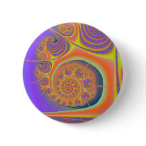 Spiral Orange Purple Fractal Pinback Button