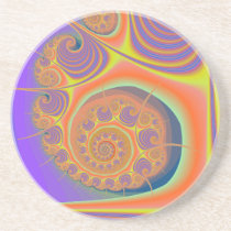Spiral Orange Purple Fractal Coaster