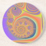 Spiral Orange Purple Fractal Coaster