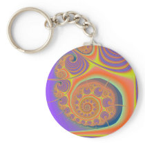 Spiral Orange Purple Fractal Key Chains