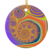 Spiral Orange Purple Fractal Christmas Tree Ornament