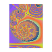 Spiral Orange Purple Fractal Postcard
