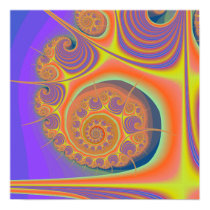 Spiral Orange Purple Fractal Print