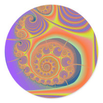 Spiral Orange Purple Fractal Round Stickers