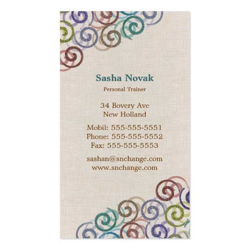 Spiral Personal Trainer Business Card (front side)