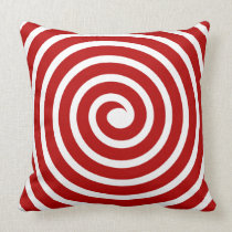 Spiral  -  Ruby Red on White american mojo pillows