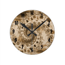Spiral Shell Fractal Round Wall Clocks