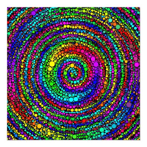 Spiral with Rainbow Dots Invite