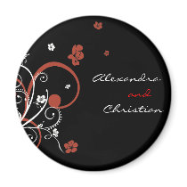 Spirals & Flowers Wedding Save The Date 2 magnets