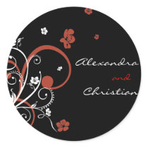 Spirals & Flowers Wedding Save The Date 2 stickers